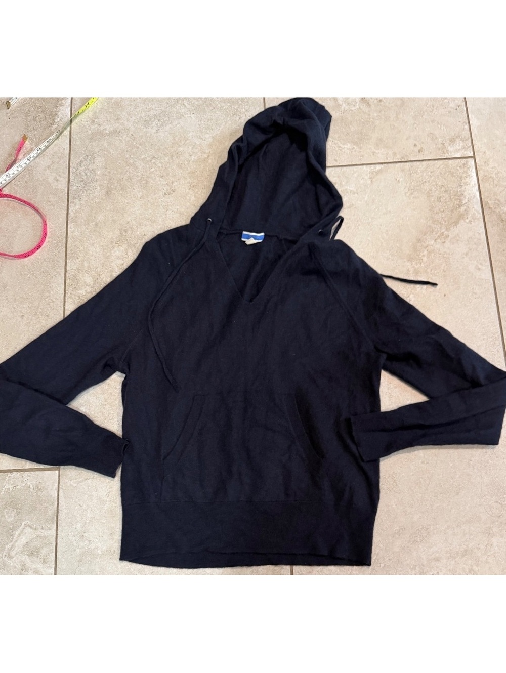 J.Crew 100% Cashmere Navy Hooded Lightweight Sweater